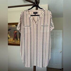 Sweet Wanderer Maternity Blouse with Black and Cream Stripes